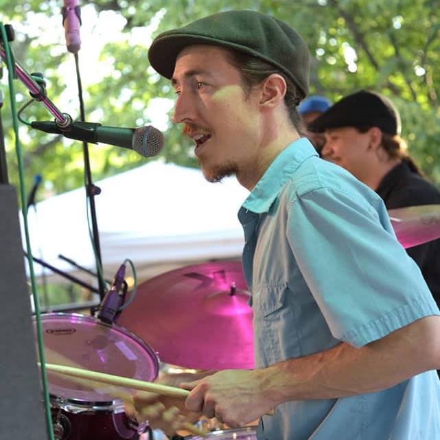 Nick Baker playing drums